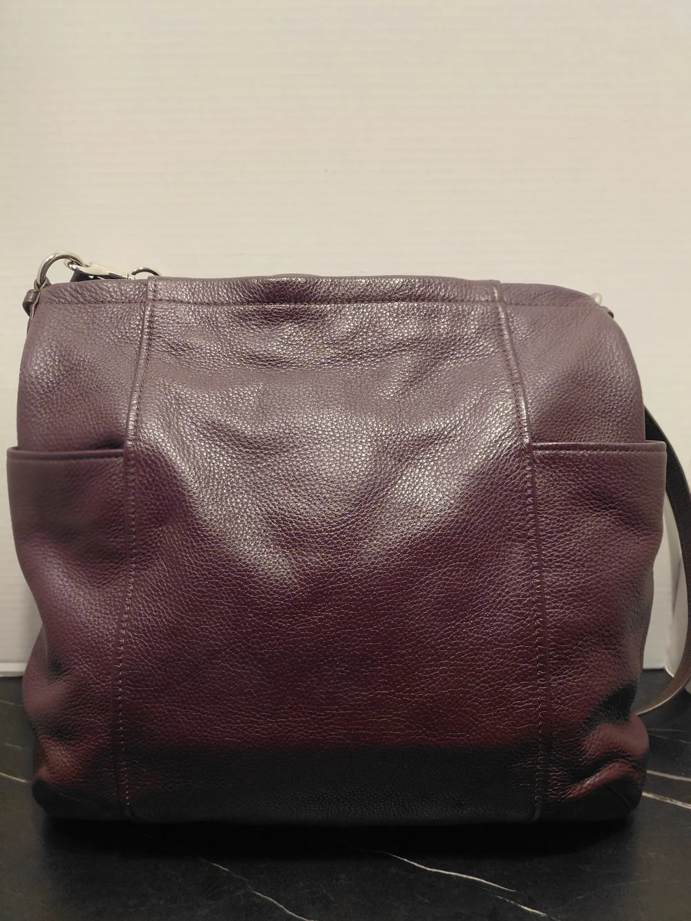 Coach Pebbled Leather Shoulder Bag/ Crossbody in Deep Plum.